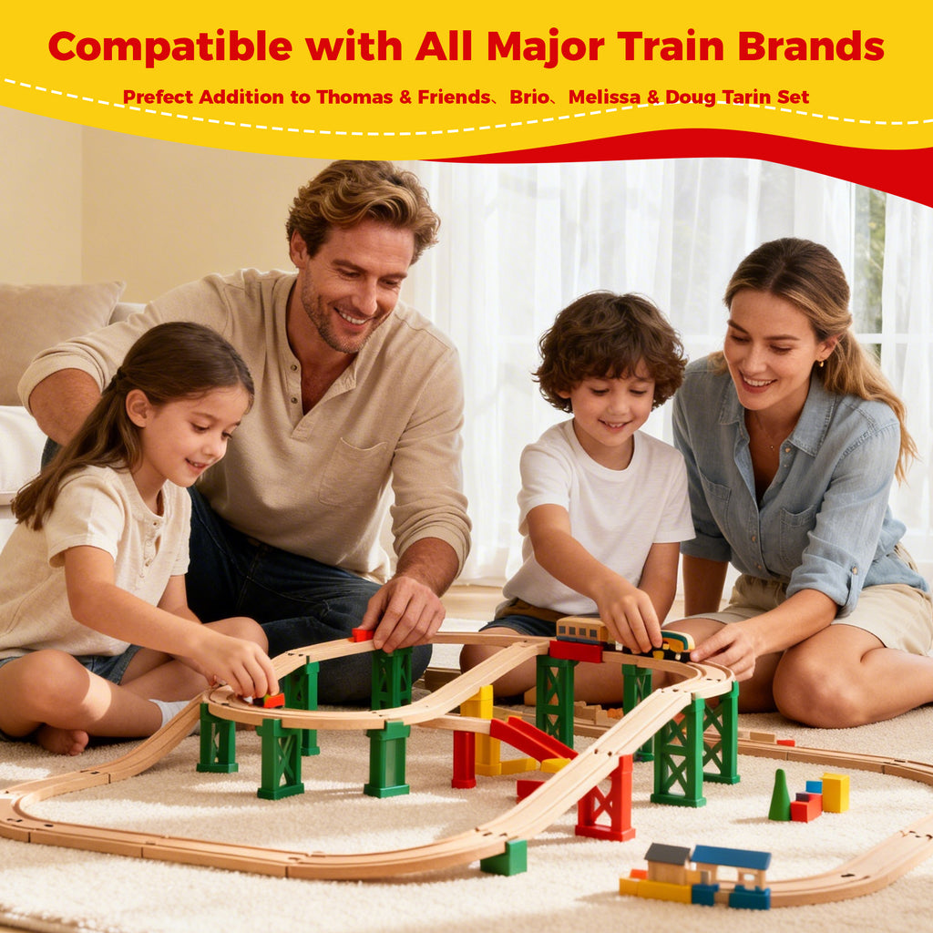 WudBudz Wooden Train Tracks 24 Pcs Set
