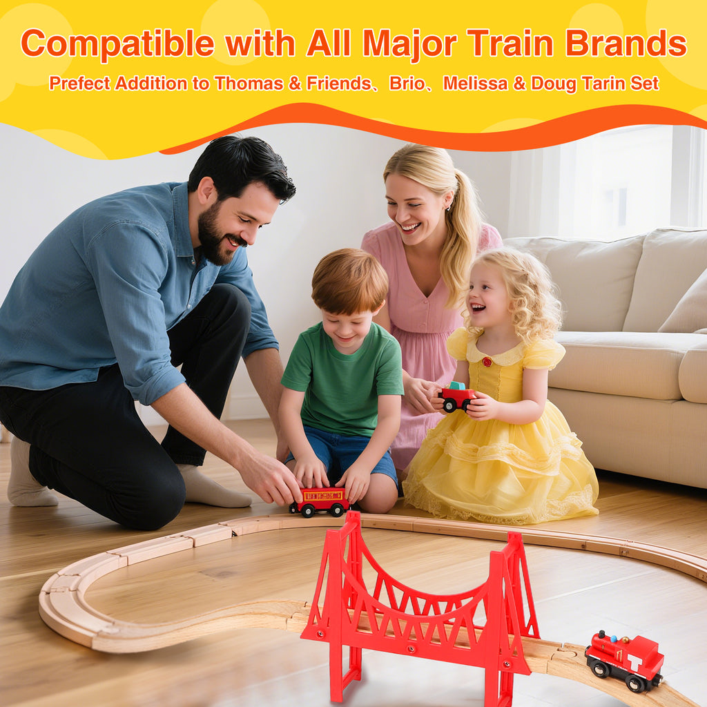 WudBudz Wooden Train Tracks 60 Pcs Set