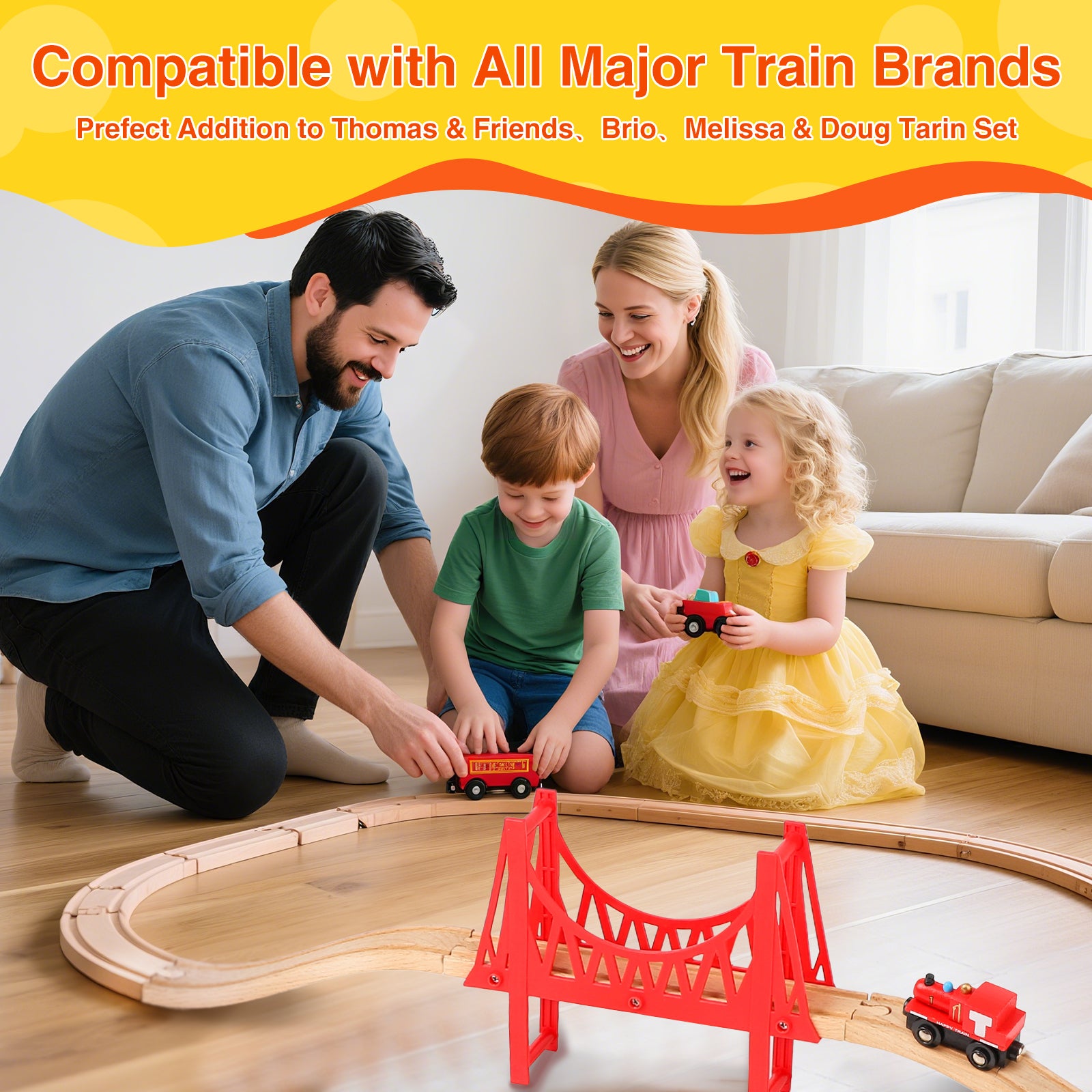 WudBudz Wooden Train Tracks 60 Pcs Set