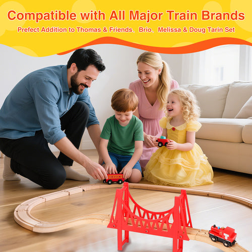 WudBudz Wooden Train Tracks 60 Pcs Set