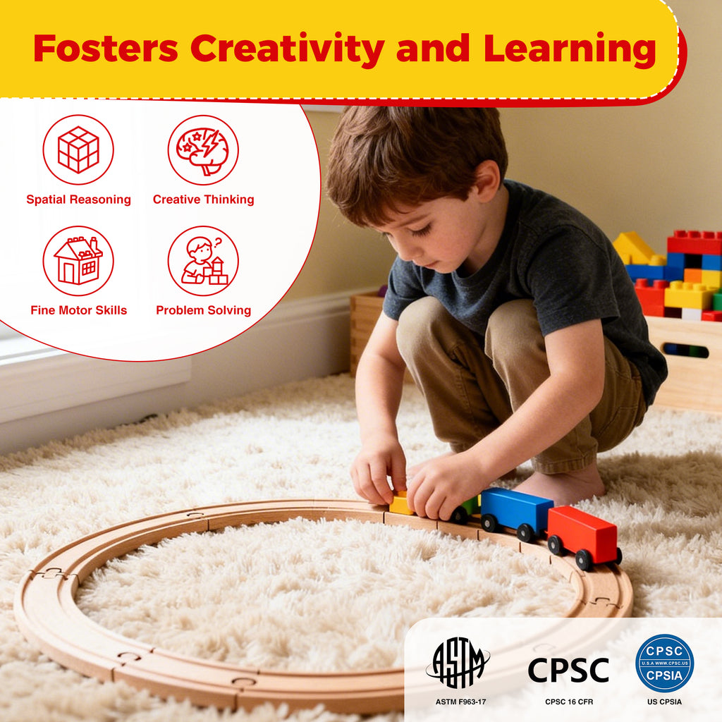 WudBudz Wooden Train Tracks 24 Pcs Set