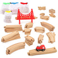 WudBudz Wooden Train Tracks 60 Pcs Set